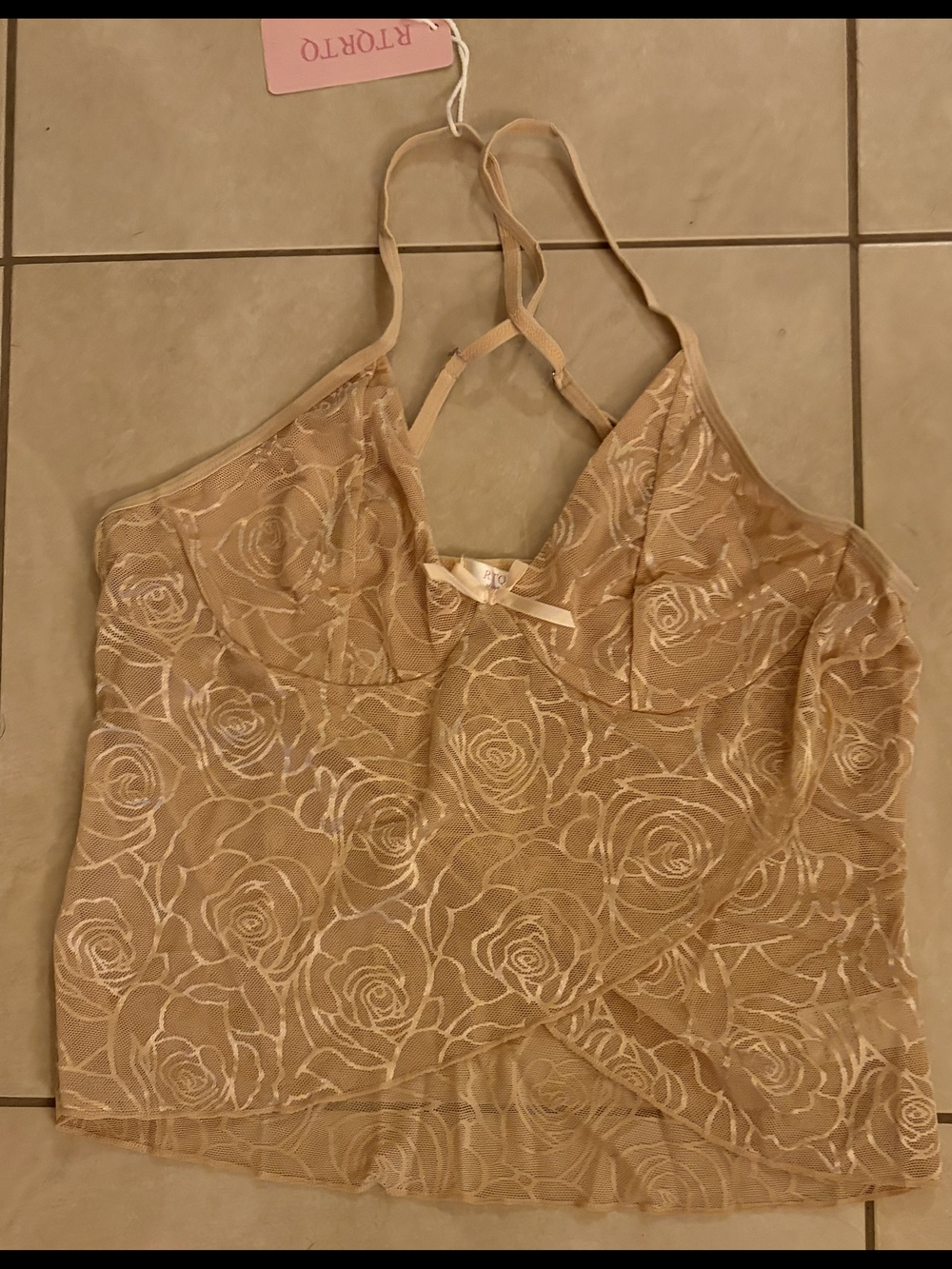 Romantic Rose Lace Chemise in Nude